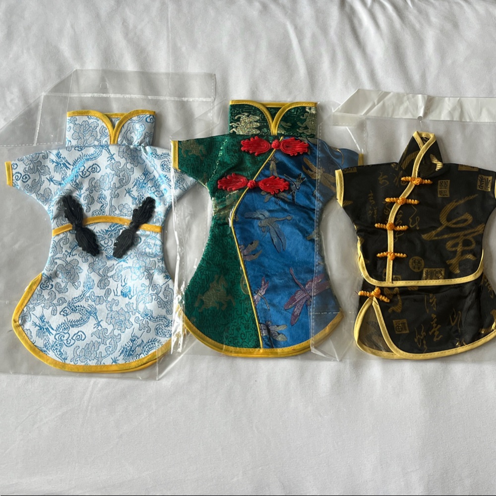 Traditional Style wine Costume Set - Blue, Green, Black